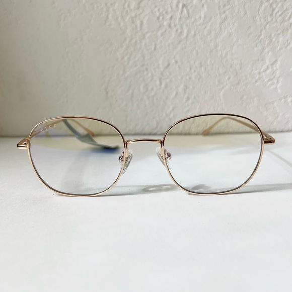 Diff Eyewear Reid Gold Round Blue Light Blocking Glasses New - Picture 4 of 11